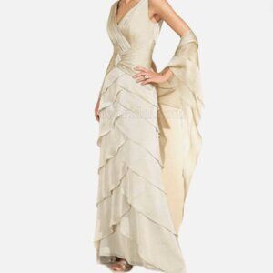 JASMINE Women's Mother of the Bride Dress Chiffon in Latte Champagne, Size 14